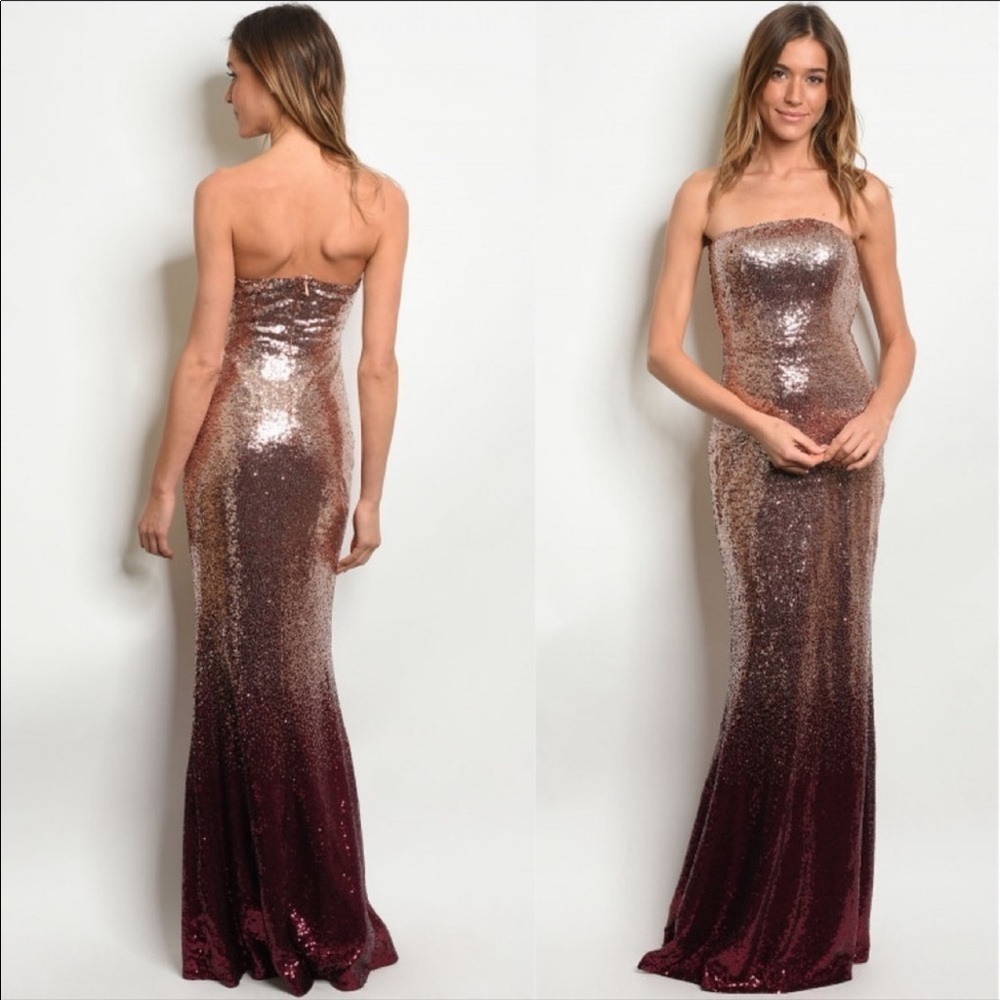 SEQUINED off the shoulder ombré sequined maxi dress